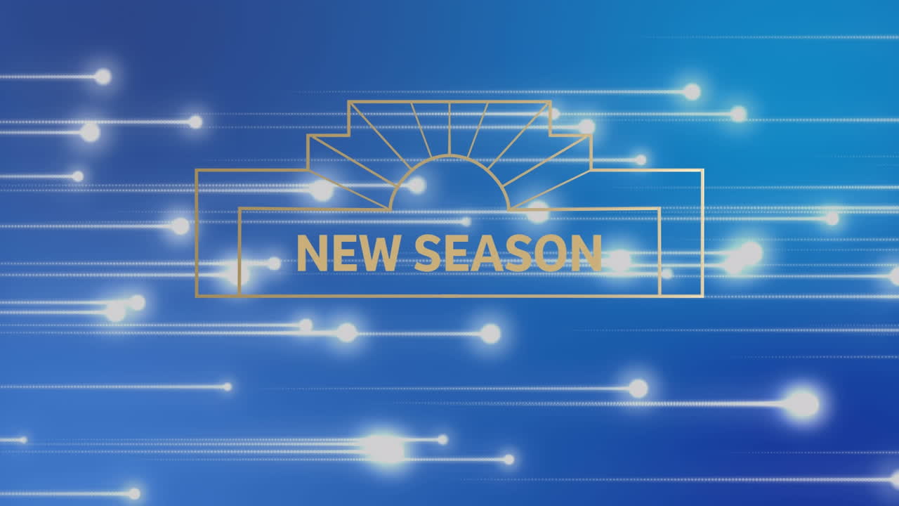 파란색 배경에 새 시즌 텍스트의 애니메이션