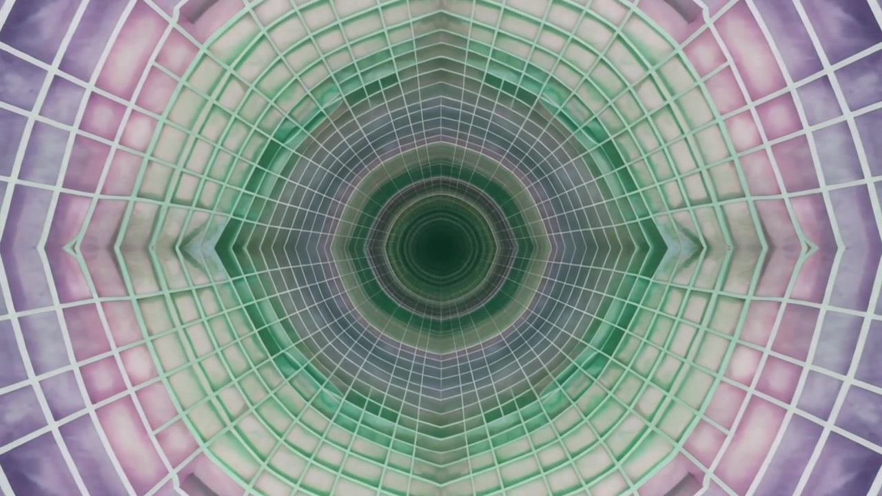 Abstract Tunnel with Geometric Grid Pattern and Soft Gradient Colors