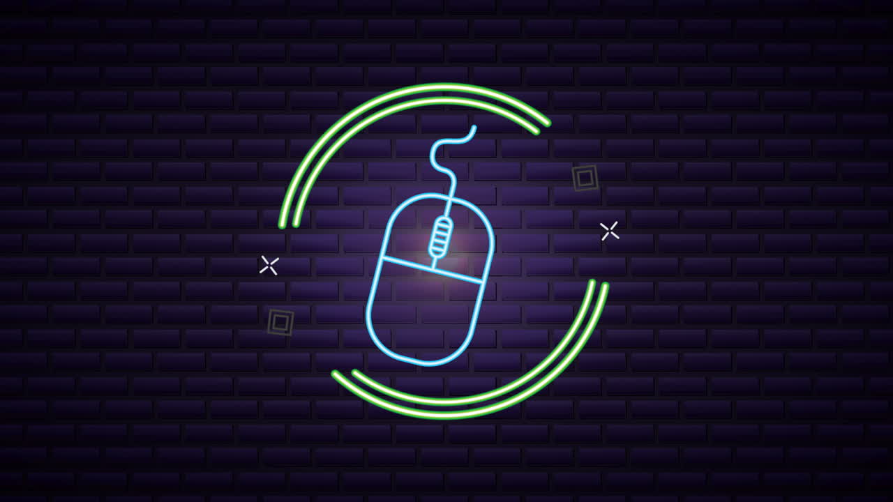 사이버 월요일: 마우스와 함께 네온 라이트 라벨