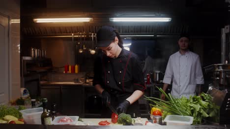 chef preparing food in a restaurant kitchen