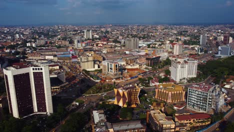 Aerial,-downtown-of-Yaounde,-capital-of-Cameroon