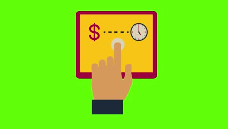 animación sobre el tiempo es el concepto de dinero en una pantalla verde