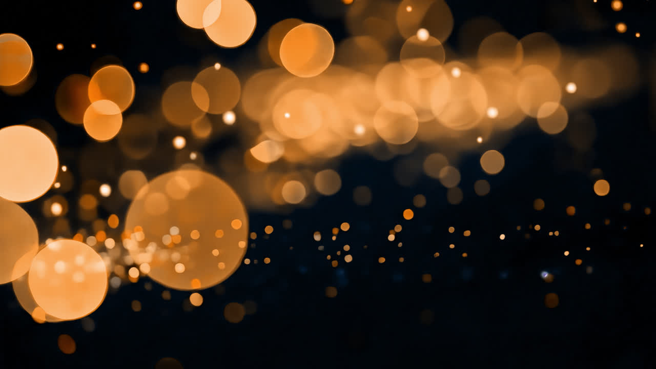 Golden bokeh lights background animated overlay, transparent 4K video, alpha channel, ProRes 4444