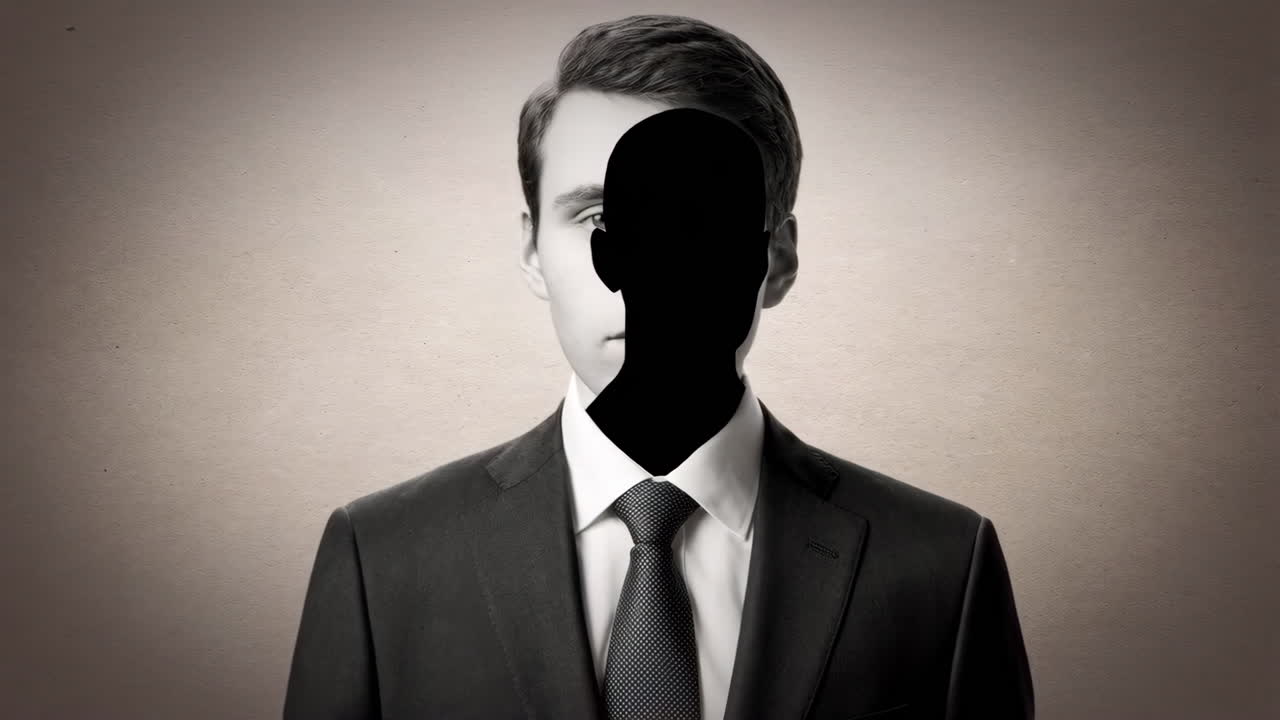 Faceless Man in Suit with Silhouette Head