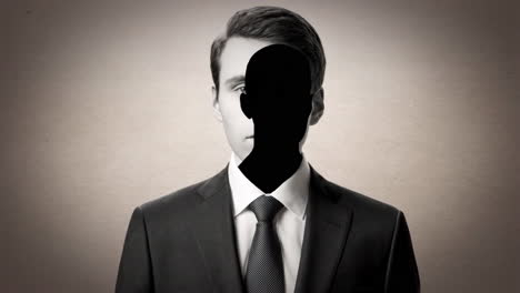 faceless man in suit with silhouette head