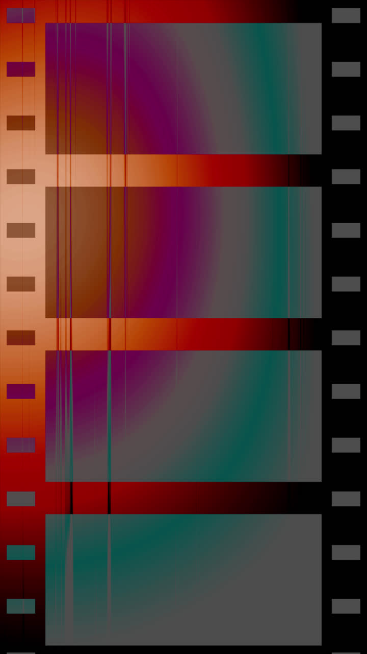 Tira de película abstracta dinámica con colores con efecto glitch