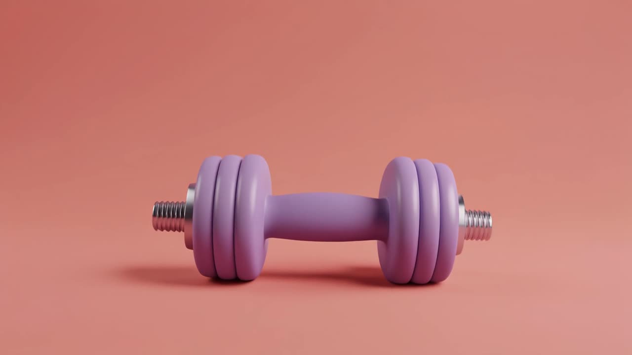 Purple Dumbbell on Pink Background