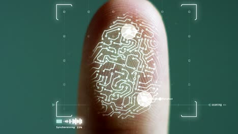 futuristic digital processing of biometric fingerprint scanner.