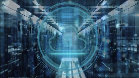 animación del icono de la nube y procesamiento de datos digitales a través de servidores informáticos
