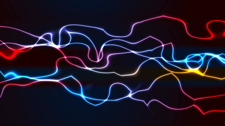 Colorful neon curved lines abstract technology motion background