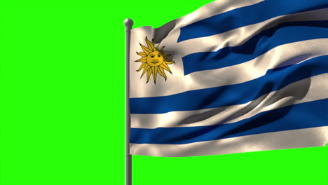 uruguay national flag waving on flagpole