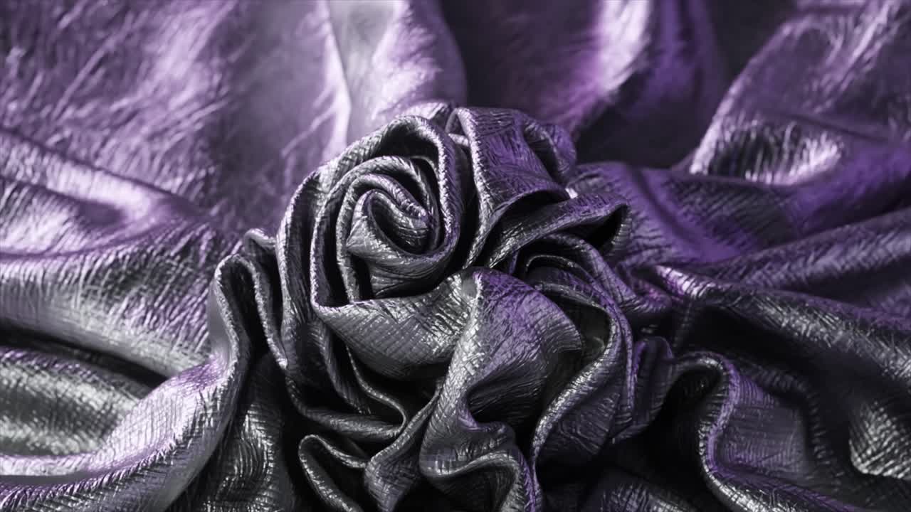 Close-up view of luxurious purple and silver metallic fabric