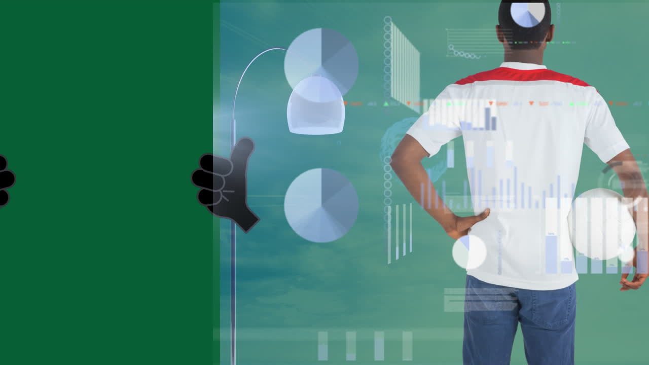 Animation of data processing over football player