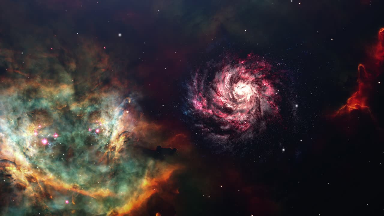 galaxia espiral y nebulosa 4k