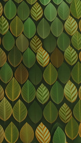 vertical video: green and yellow leaves animation pattern, creating vibrant and lively design