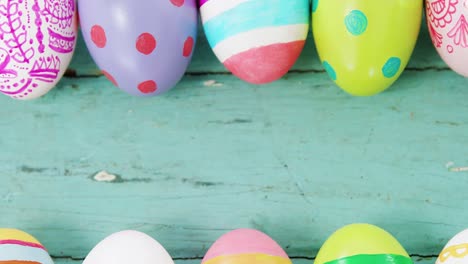 painted easter eggs arranged in a row