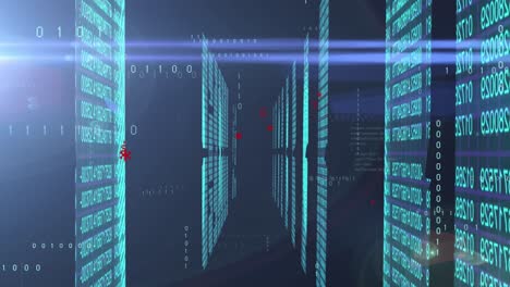 Animation of binary coding and data processing over light spots