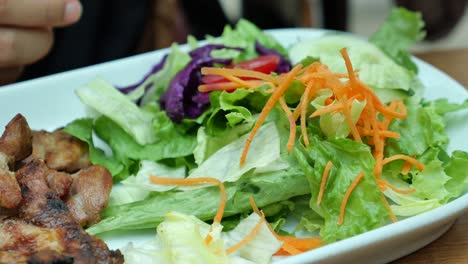 grilled pork with mixed salad