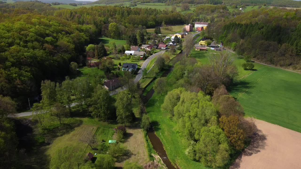 Aerial view of the female Castle. Czech castle on top of the hill. Divci Hrad, Czech Republic 4K