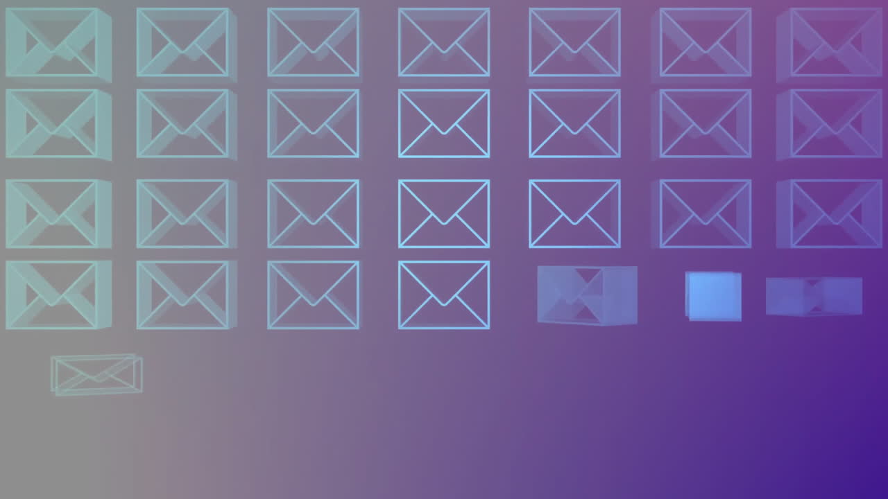 Animation of envelope icons on purple background