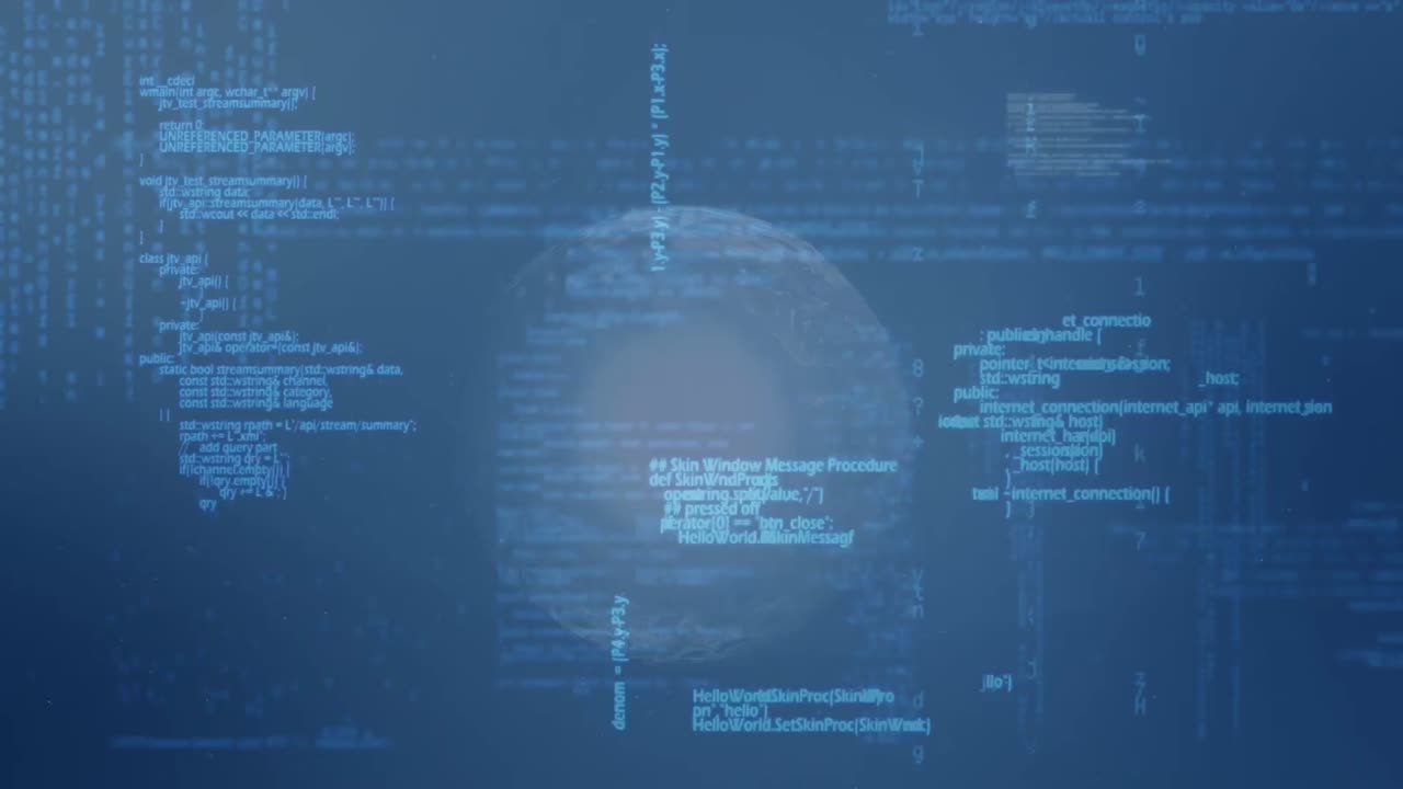 animación de moléculas sobre el procesamiento de datos en fondo negro