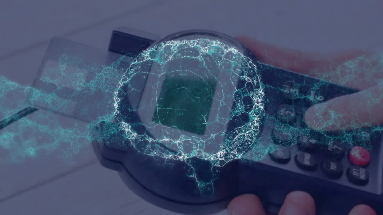 animación del cerebro sobre el terminal de pago