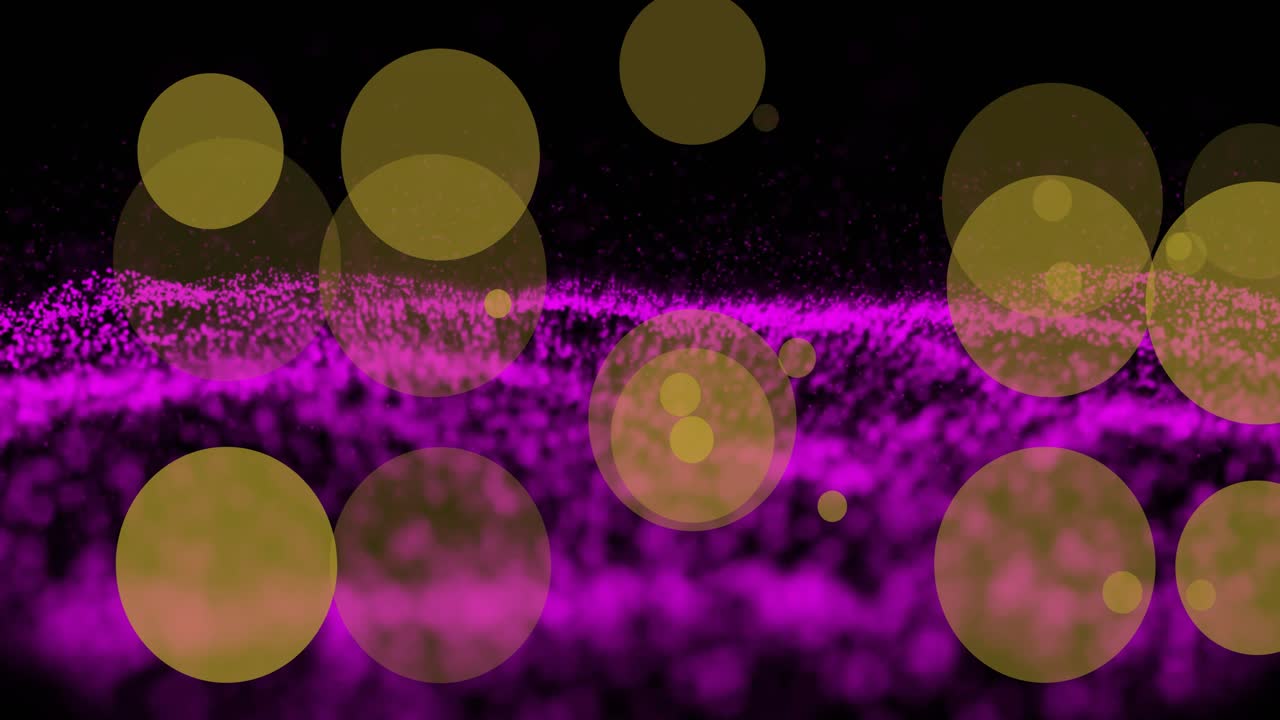 Animatie van gele en paarse lichtvlekken op zwarte achtergrond