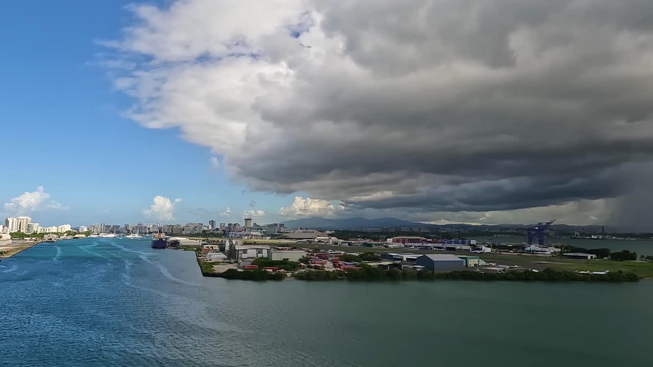 Dark clouds gathering over the port of San Juan, Puerto Rico.