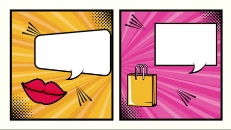 expression speech bubble with bundle of elements pop art style