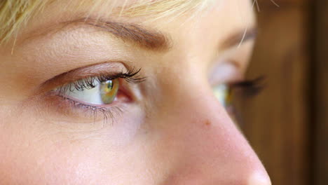 closeup of woman's eyes showing sadness