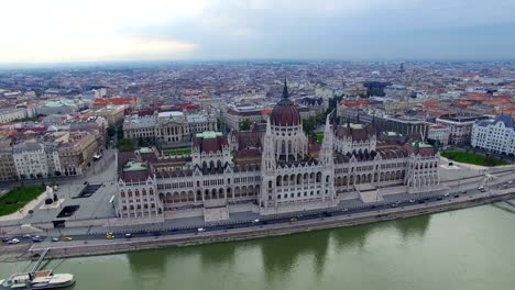 aerial view of budapest across danube river