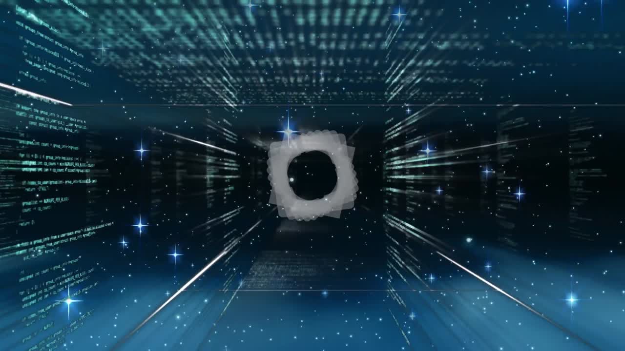 빛나는 별으로 데이터 처리 및 범위 스캐닝의 애니메이션