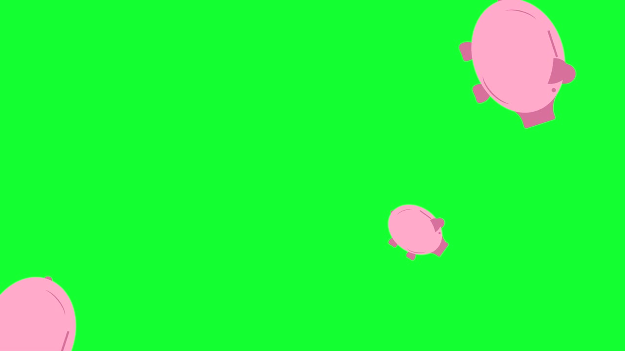 돼지 은행 그룹 루프 애니메이션 그래픽 요소 녹색 화면 크로마 키