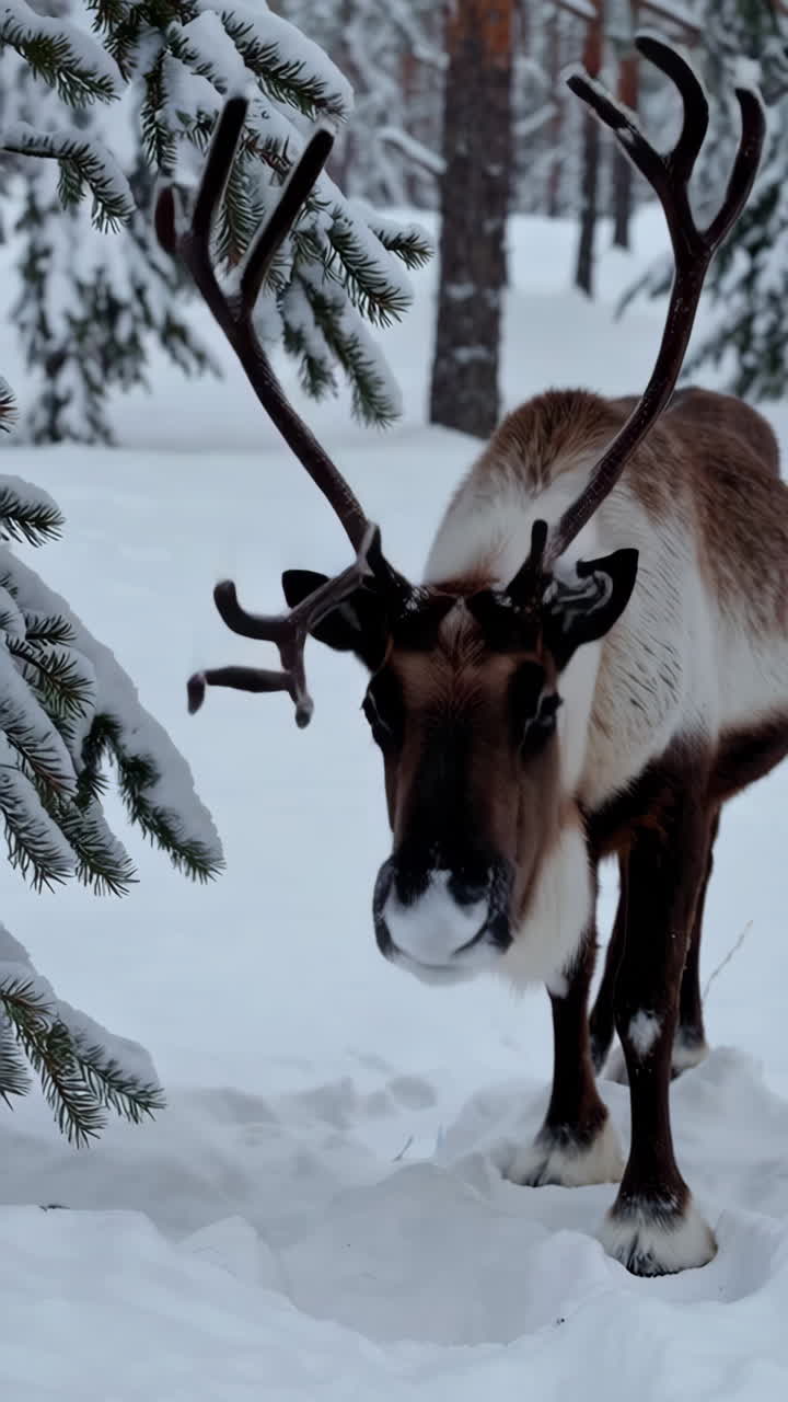 Reindeer in a Snowy Forest