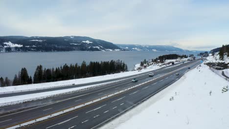 norwegian highway, northbound towards trondheim, in the winter