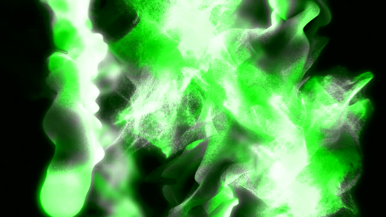 зеленые потоки частиц, 3d-анимация, цикл