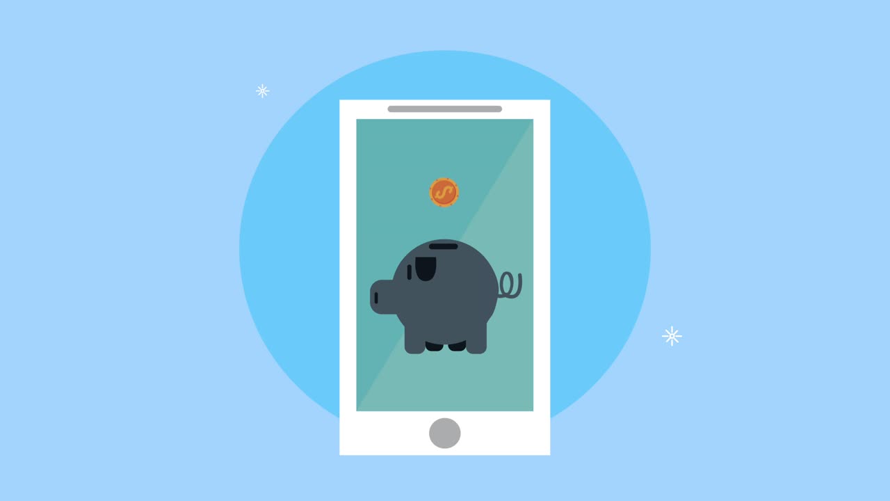 smartphone with piggy savings tech