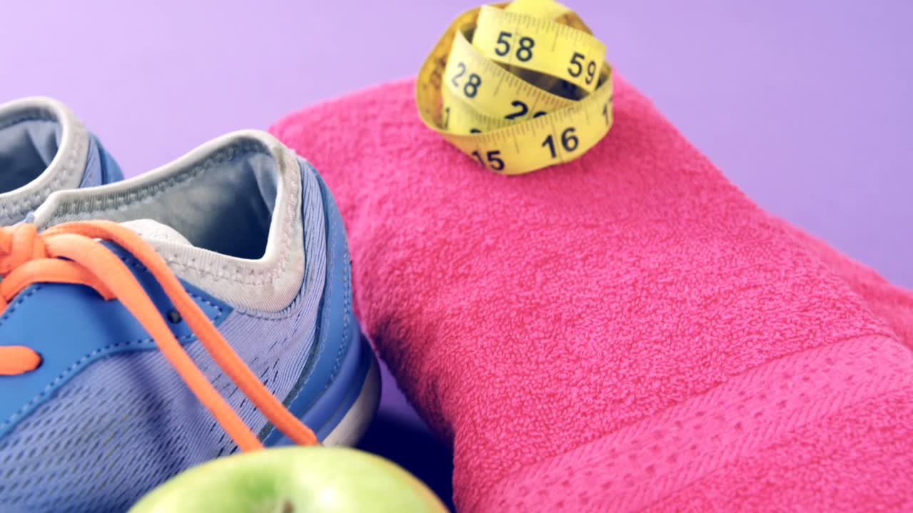 신발, 과일,  ⁇ 킨, 측정 테이프