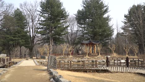 호수 근처를 산책하는 남이섬 관광객