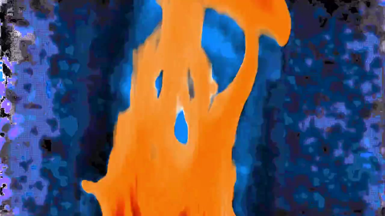 Abstract Animation of Orange Flames Against a Blue Background