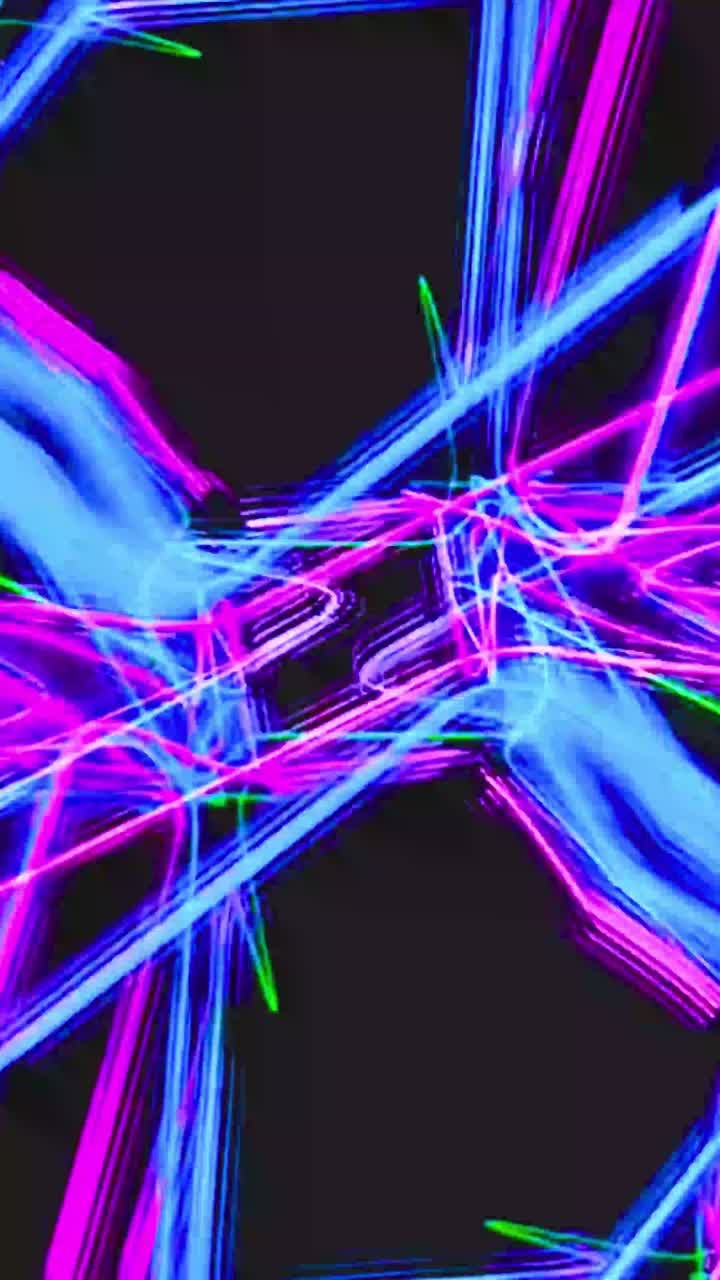 Sfondo in loop astratto dinamico con scie di luce al neon.