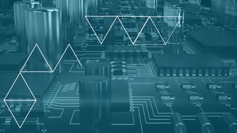 animation of triangles over 3d motherboard model