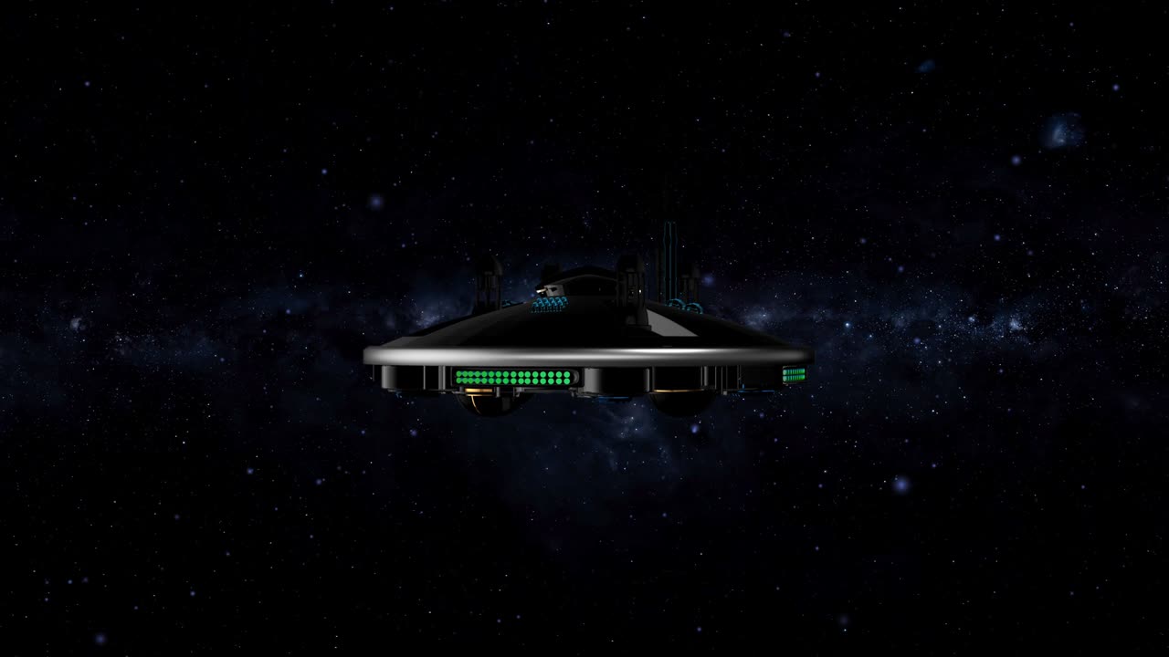 Un UFO che vola nello spazio a velocità di curvatura - loop continuo