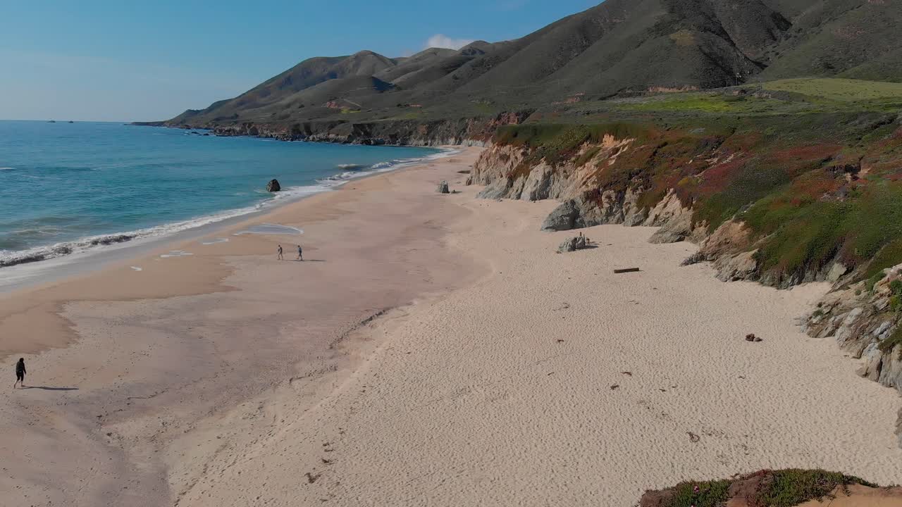 Beach goers enjoy sunshine near Big Sur, California