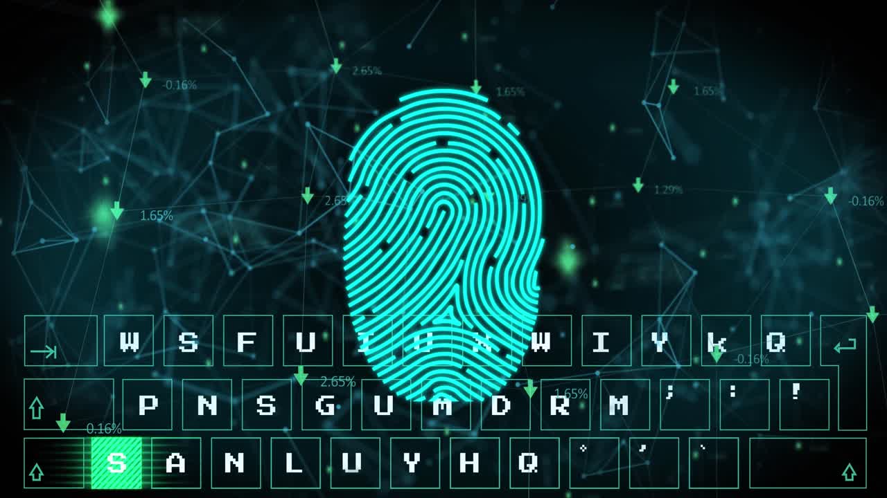 animación del teclado y el procesamiento de datos sobre fondo negro