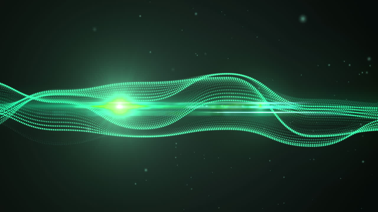 초록색 네온 네트워크의 애니메이션은 검은색 배경 위에 이동합니다.