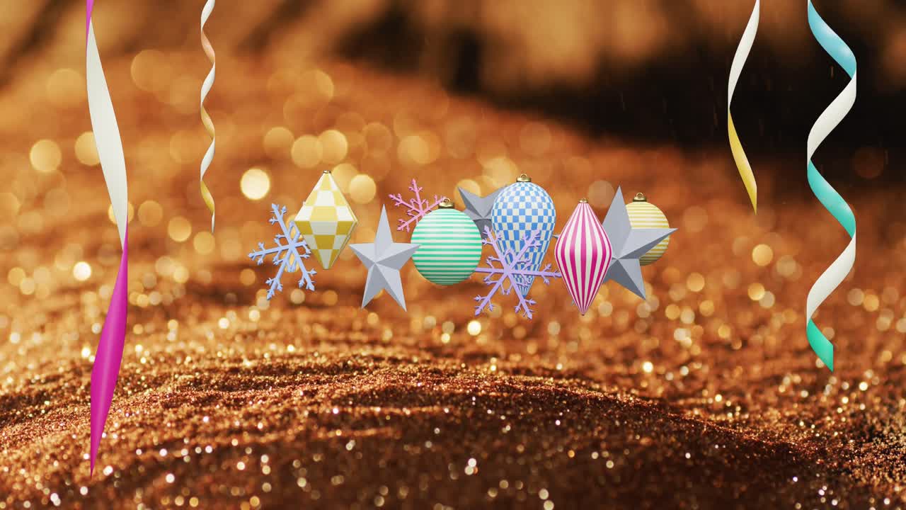 파티 스프리머와 크리스마스 장식의 애니메이션