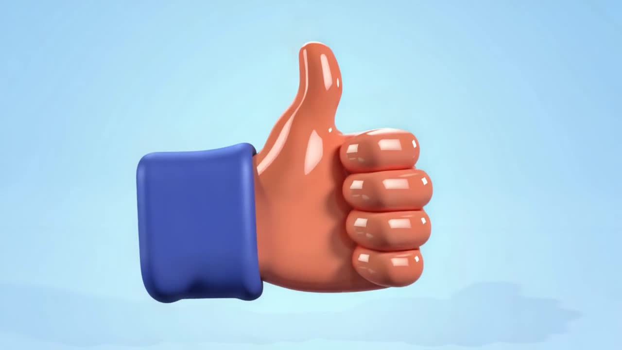 3D Animated Thumbs Up Like Icon Rotating