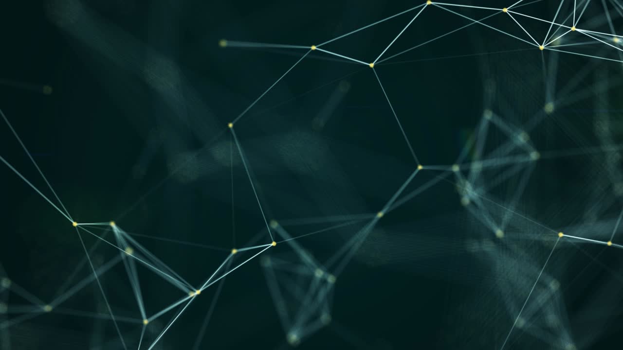 Abstract plexus geometrical shapes. Connection and web concept. Digital, communication and technology network background with moving lines and dots. Flickering star light.