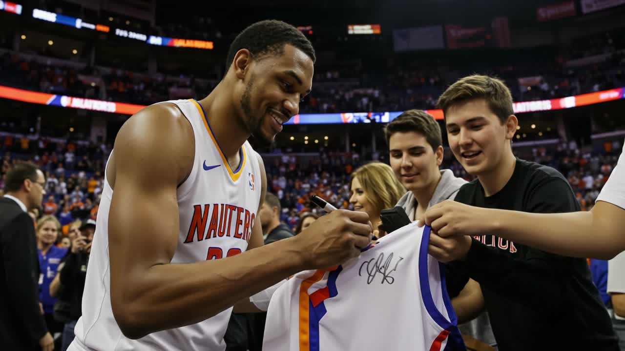 Exciting Moment as Basketball Player Signs Autographs for Fans After the Game, Showcasing the Connection Between Athletes and Their Supporters in Sports Culture